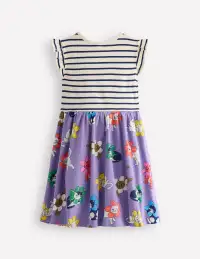 Posie Frill Sleeve Dress-Aster Purple Flower Cat(2-3y)