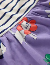 Posie Frill Sleeve Dress-Aster Purple Flower Cat(2-3y)