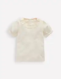 Short Sleeved Collared Top-Ivory Broderie
