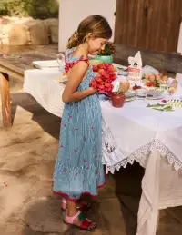 Luella Frill Maxi Sundress-Blue/White Cherries