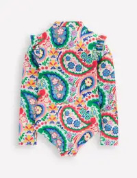 Frill Long Sleeved Swimsuit-Ivory Paisley(2-3y)