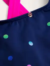 Cross-back Bikini Top-Navy Rainbow Confetti Spot(2-3y)