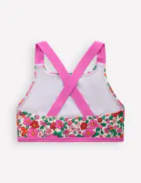 Cross-back Bikini Top-Pink Apple Blossom Floral(2-3y)