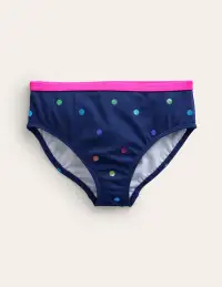 Patterned Bikini Bottoms-Navy Rainbow Confetti Spot