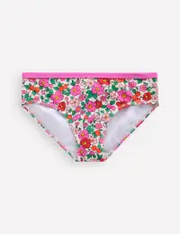 Patterned Bikini Bottoms-Pink Apple Blossom Floral