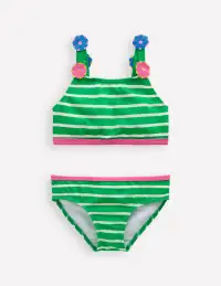 Applique Strap Bikini-Sapling Green Stripe Hearts