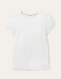 Short Sleeve Pointelle Top-White
