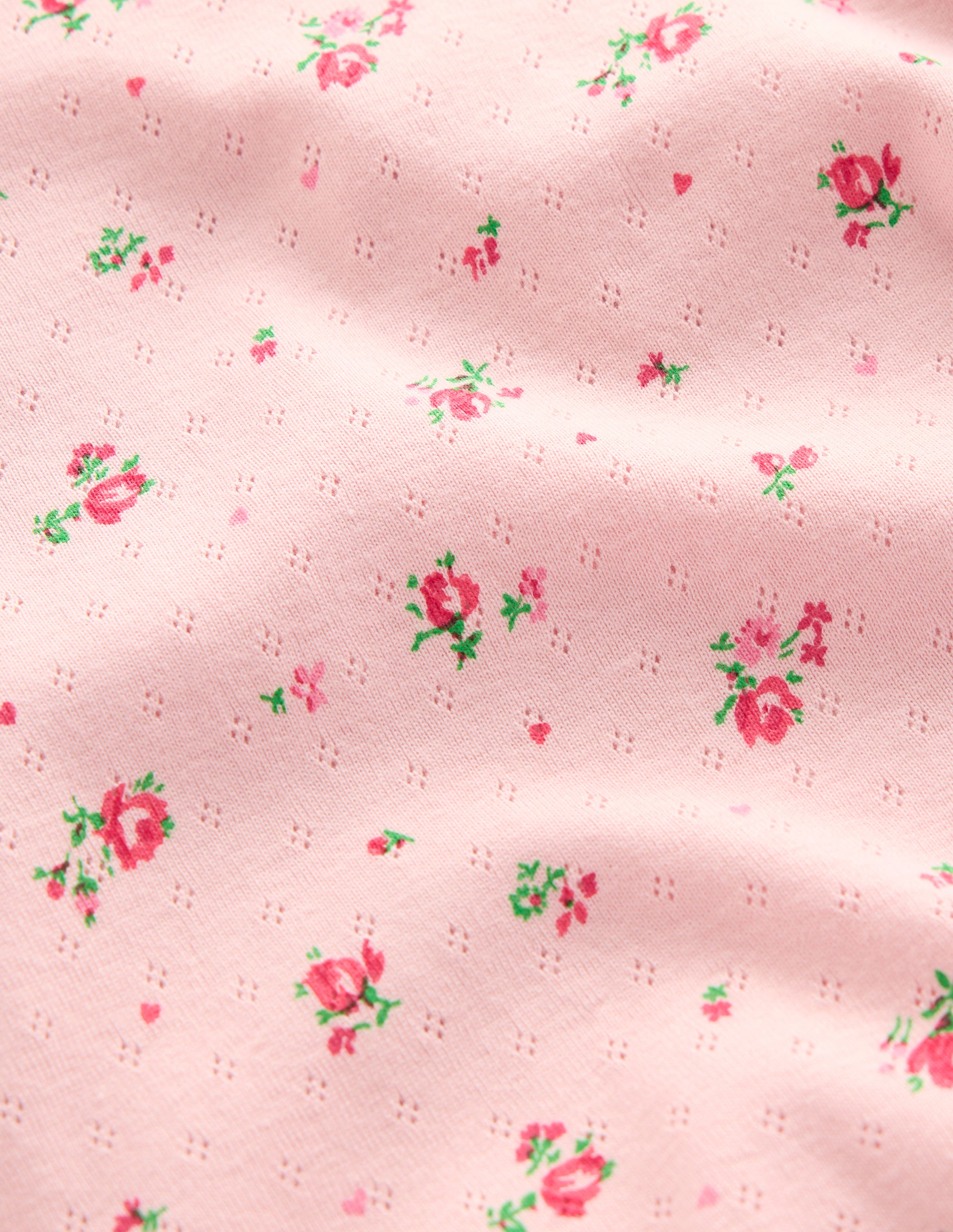Snug Pointelle Pajamas-Botanical Pink Rose Sprig