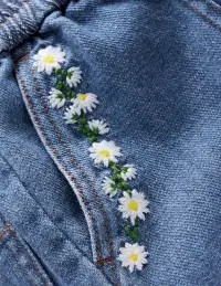 Pull-On Trouser-Vintage Embroidered Daisy(2-3y)