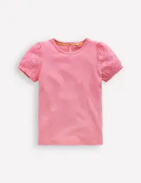 Broderie Mix Tee-Bubblegum Pink