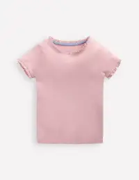 Short Sleeve Ribbed T-shirt-French Pink