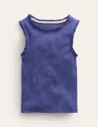 Ribbed Lace Trim Tank Top-Starboard