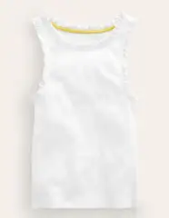 Ribbed Lace Trim Tank Top-White