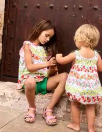 Frill Sleeve Woven Top-Rainbow Fruit Stripe(2-3y)