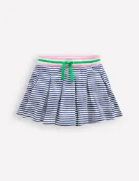 Pleated Jersey Skort-Starboard Ivory Stripe