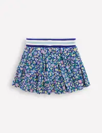 Pleated Jersey Skort-Sapphire Blue Nautical Floral(2-3y)