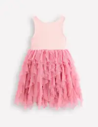 Jersey Tulle Mix Dress-Chalk Pink
