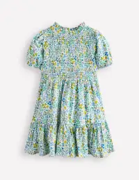 Aurora Shirred Twirly Dress-Vanilla White Chick Floral(2-3y)