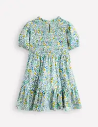 Aurora Shirred Twirly Dress-Vanilla White Chick Floral(2-3y)