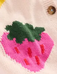 Flora Fun V-Neck Cardigan-Ecru Marl Strawberries(2-3y)