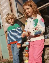 Flora Fun V-Neck Cardigan-Ecru Marl Strawberries(2-3y)