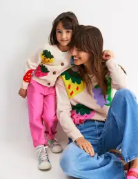 Flora Fun V-Neck Cardigan-Ecru Marl Strawberries(2-3y)