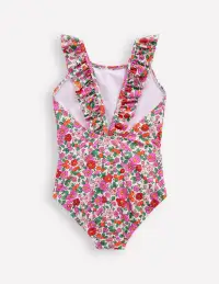 Hallie Frill Strap Swimsuit-PInk Apple Blossom Floral(2-3y)