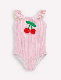 Hallie Frill Strap Swimsuit-Cosmos Pink Cherry