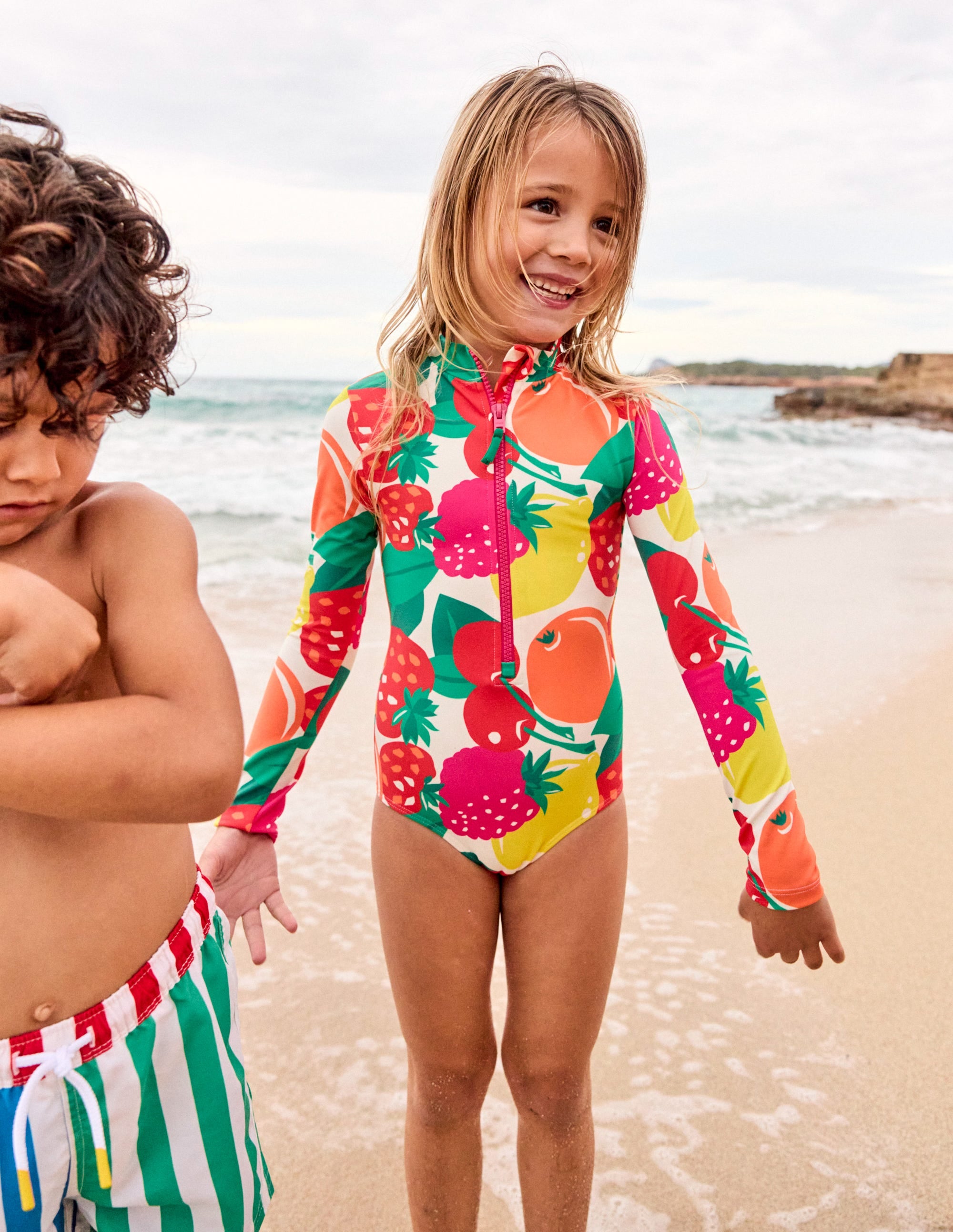 Long Sleeve Swimsuit-Multi Giant Fruit