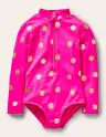 Long Sleeve Swimsuit-Fuchsia Pink. Gold Foil Spot