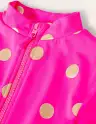 Long Sleeve Swimsuit-Fuchsia Pink. Gold Foil Spot(2-3y)