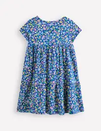 Ariel Twirly Jersey Dress-Sapphire Blue Nautical Floral(2-3y)
