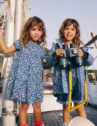 Ariel Twirly Jersey Dress-Sapphire Blue Nautical Floral(2-3y)