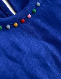 Ali Puff Sleeve Pom T-shirt-Bright Blue(2-3y)