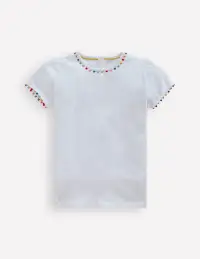 Ali Puff Sleeve Pom T-shirt-White