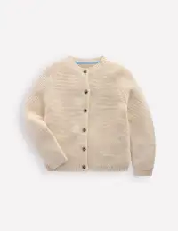 Essential Crew Neck Cardigan-Ecru