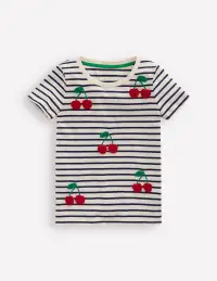 Bay Boucle T-Shirt-French Navy/ Ivory Cherries