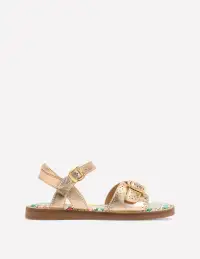 Leather Buckle Sandals-Gold