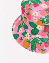 Bucket Hat-Pink Strawberry Gingham(2-4y)