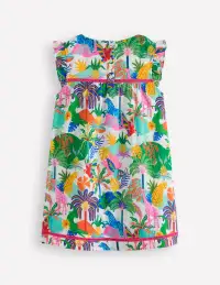 Celia Woven Holiday Dress-Soft Ivory Multi Jungle(2-3y)