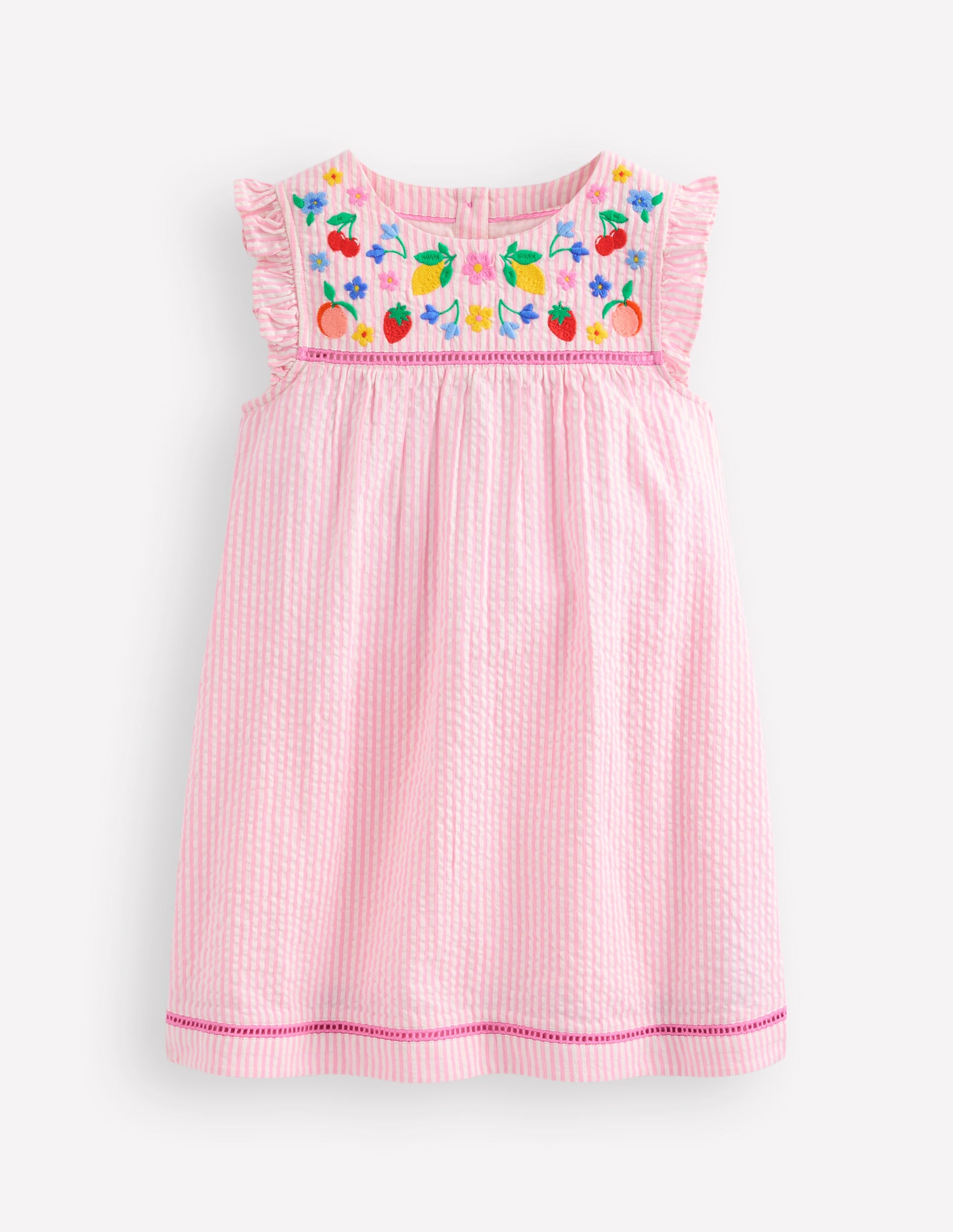 Celia Woven Holiday Dress-Pink Stripe Fruit