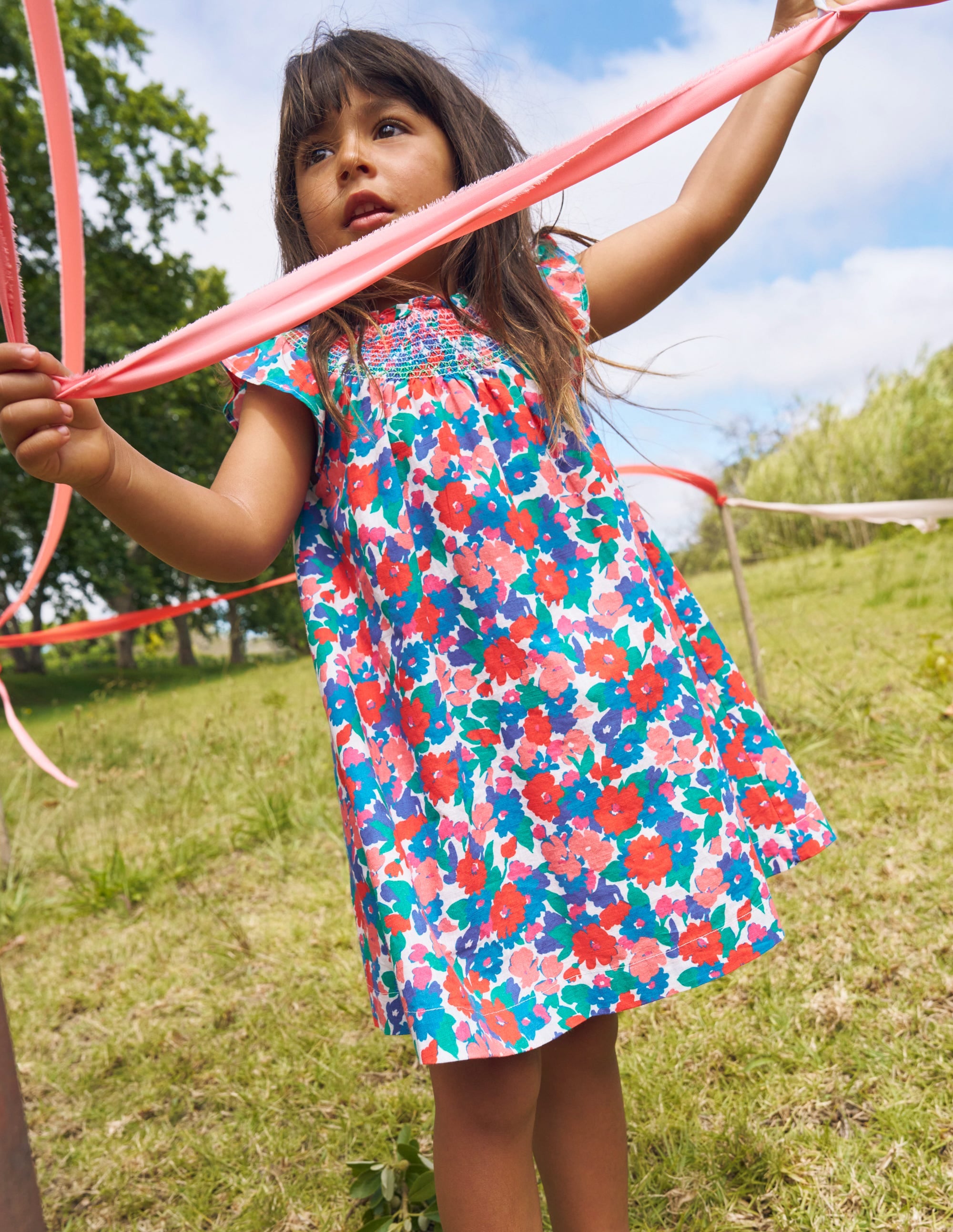 Holiday Smocked Dress-Multi Floral