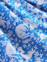 Luna Frill Strap Woven Dress-Kingfisher Blue Kitten Meadow(2-3y)
