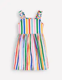 Luna Frill Strap Woven Dress-Multi Rainbow Stripe(2-3y)