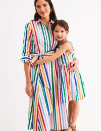 Luna Frill Strap Woven Dress-Multi Rainbow Stripe(2-3y)
