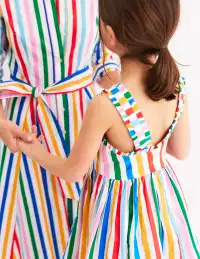Luna Frill Strap Woven Dress-Multi Rainbow Stripe(2-3y)