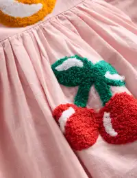 Remy Button Through Dress-Chalk Pink Boucle Fruit(2-3y)