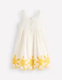 Remy Button Through Dress-Ivory Sunshine(2-3y)