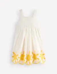 Remy Button Through Dress-Ivory Sunshine(2-3y)