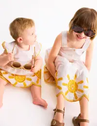 Remy Button Through Dress-Ivory Sunshine(2-3y)